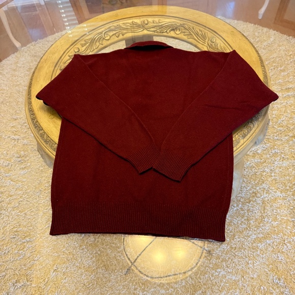 VTG Polo Ralph Lauren Wine Collared Crest Two Button Lambswool Sweater Men’s S - Picture 6 of 11
